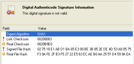 Code has been tampered
