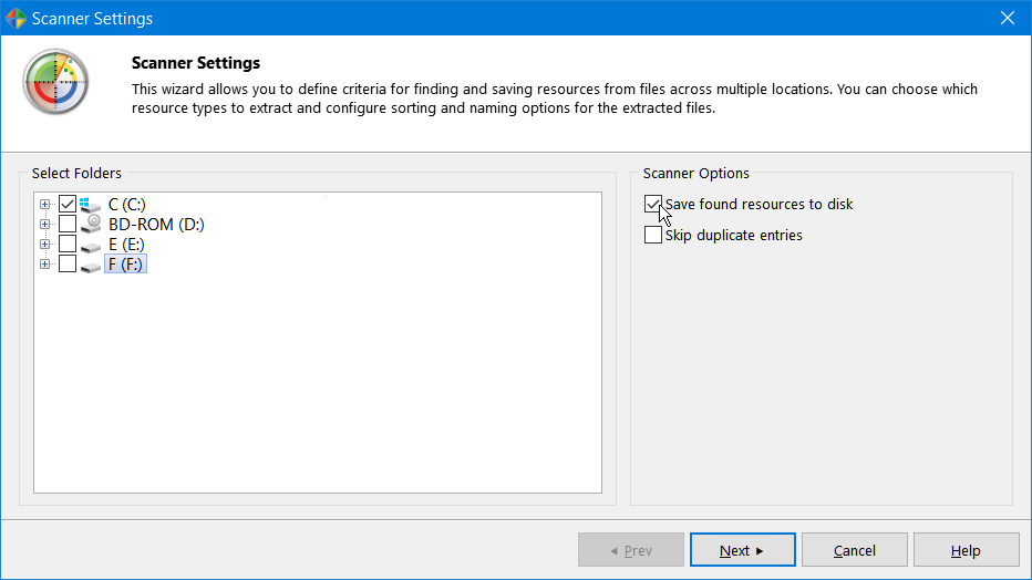 Save found resources to disk
